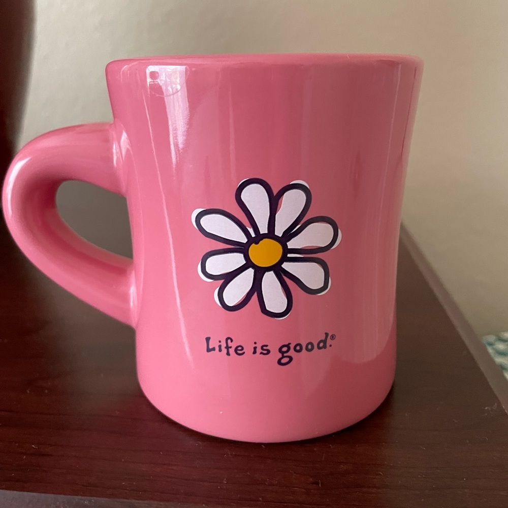 New Life is Good heavy ceramic daisy dinner mug - Picture 1 of 8